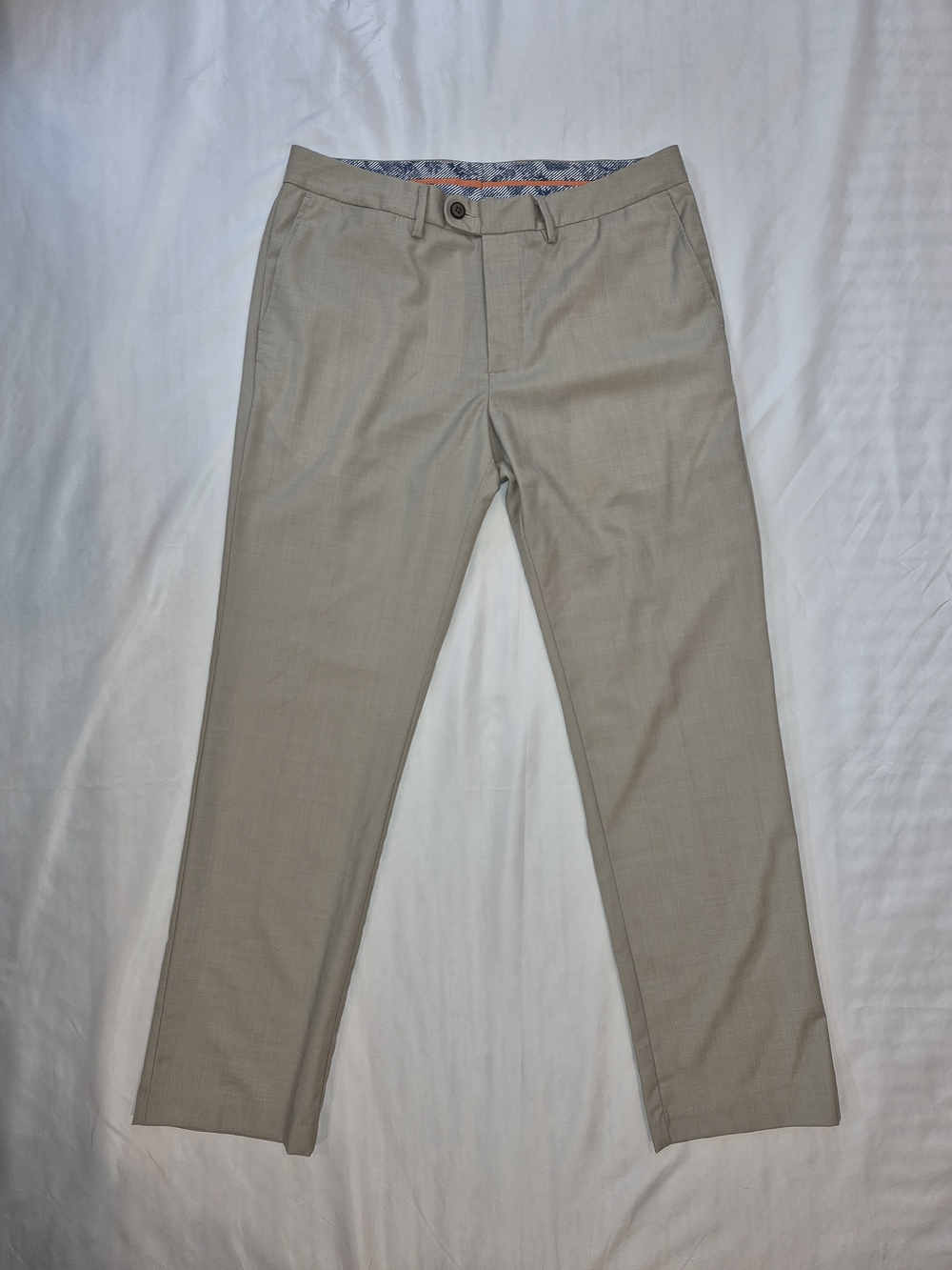 Tommy Bahama Men’s Beige Wool Twill Dress Pants Flat Front Straight 34/32
